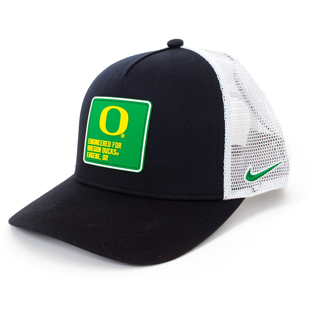 Classic Oregon O, Nike, Black, Trucker, Cotton Blend, Accessories, Unisex, Football, Mesh back, 5 panel, Structured, Sideline, Patch, Adjustable, Hat, 915767